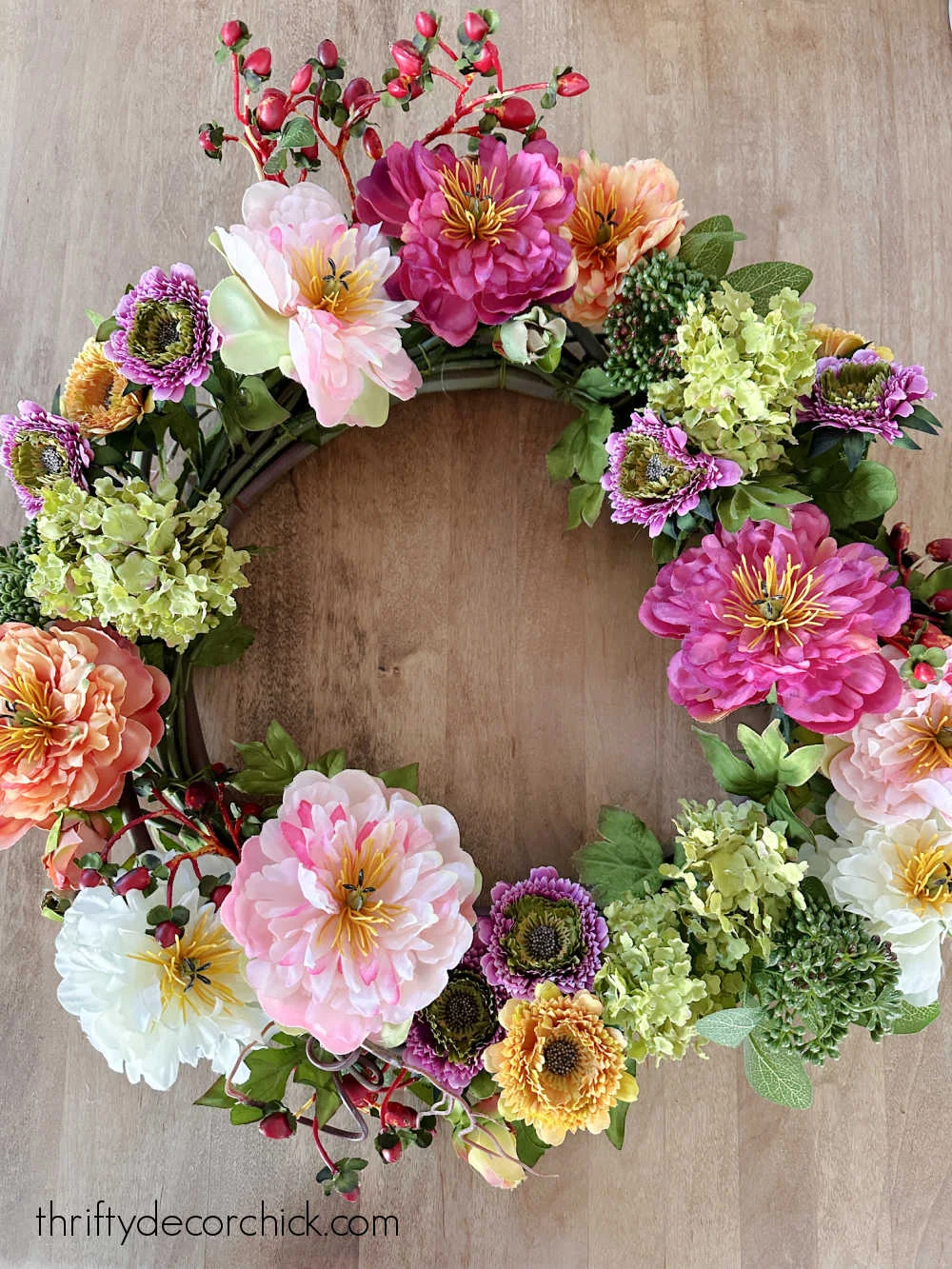 peony flower wreath